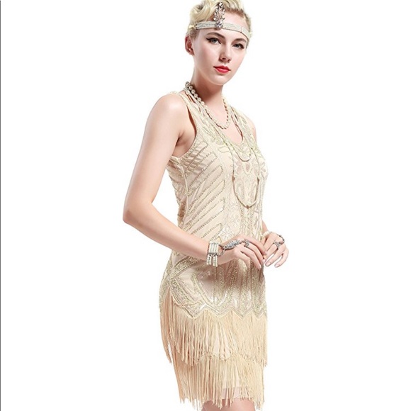peach flapper dress